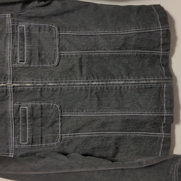 ORLY Women's Jean Denim Jacket White Stitching Chest Pockets One Button Cuffs - Picture 4 of 16